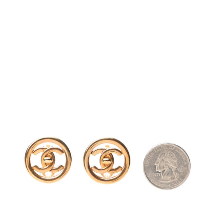 Chanel CC Turn Lock Large Clip On Earrings Gold 2 of 5