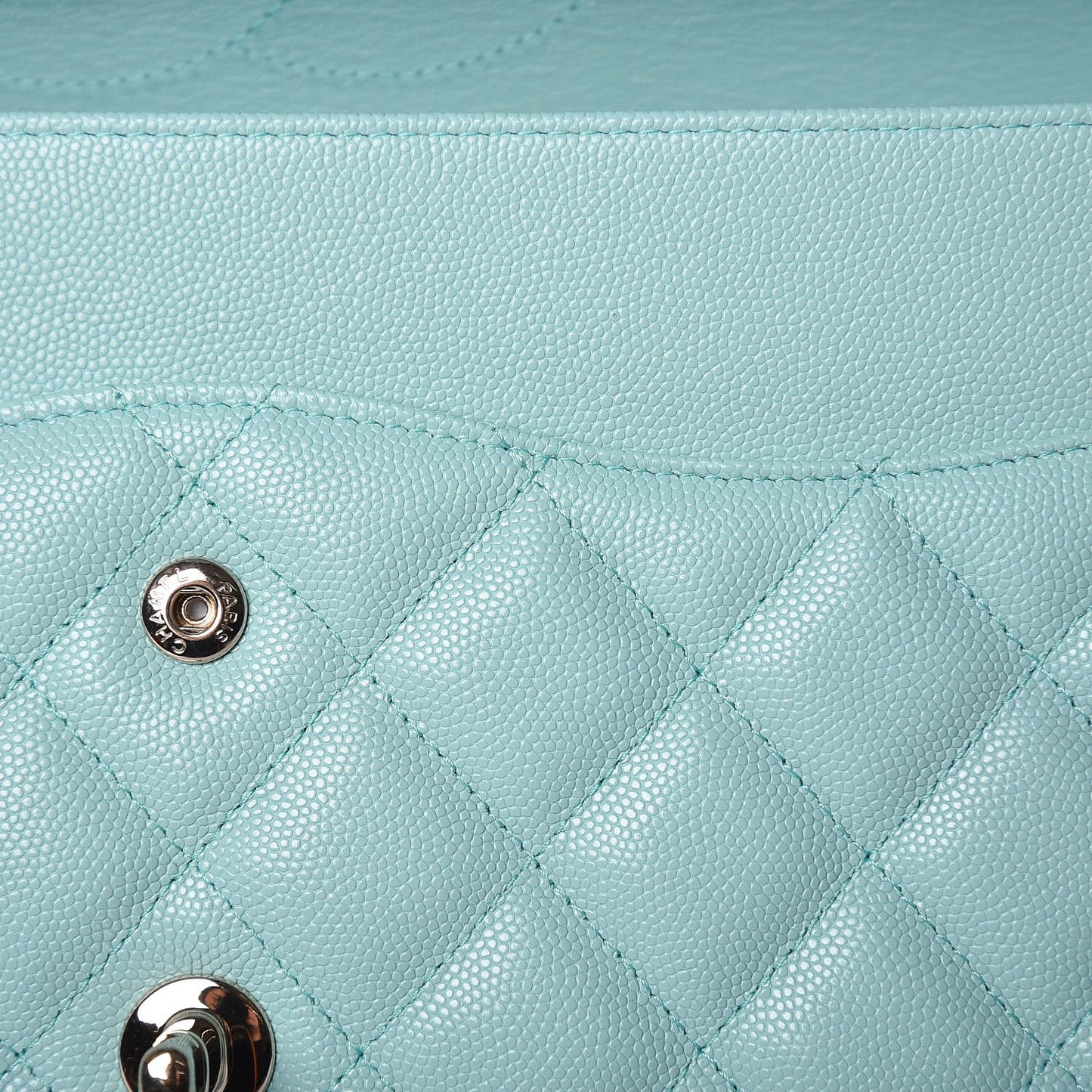 Caviar Quilted Jumbo Double Flap Light Blue