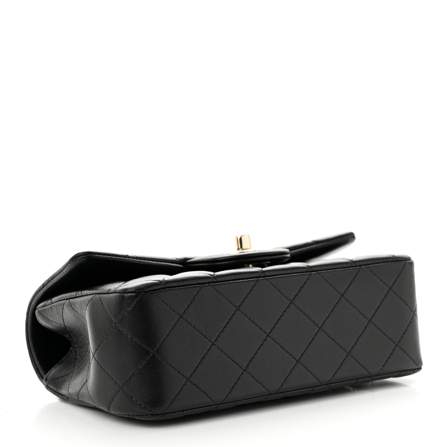 Lambskin Quilted Mini Top Handle Rectangular Flap Black