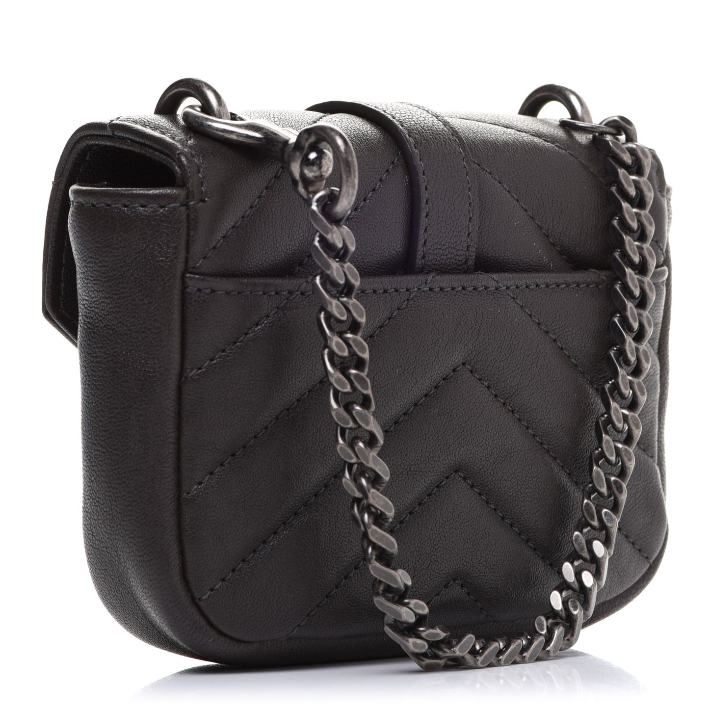 Sheepskin Matelasse Chevron Monogram Mini College Bag Dark Anthracite