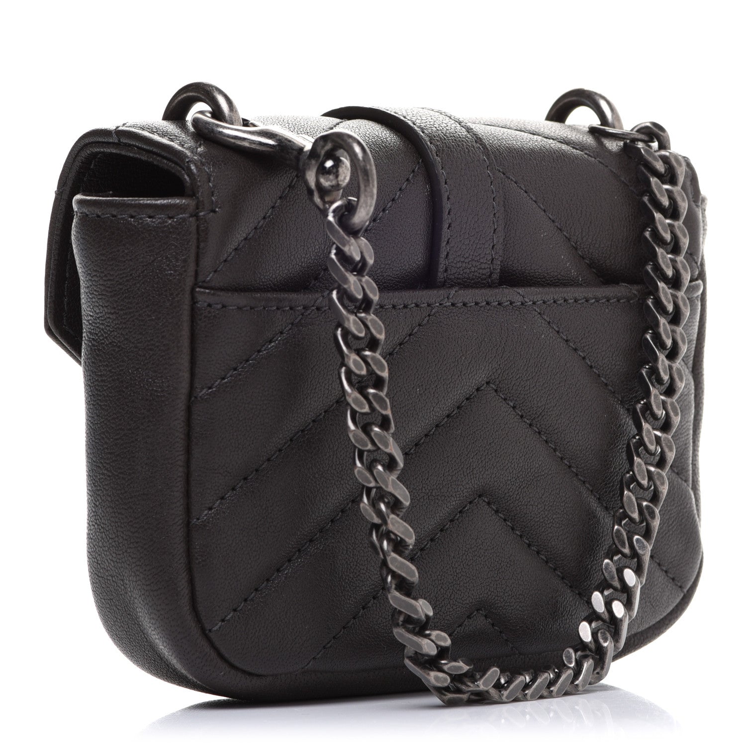 Saint Laurent Sheepskin Matelasse Chevron Monogram Mini College Bag Dark Anthracite 2 of 8