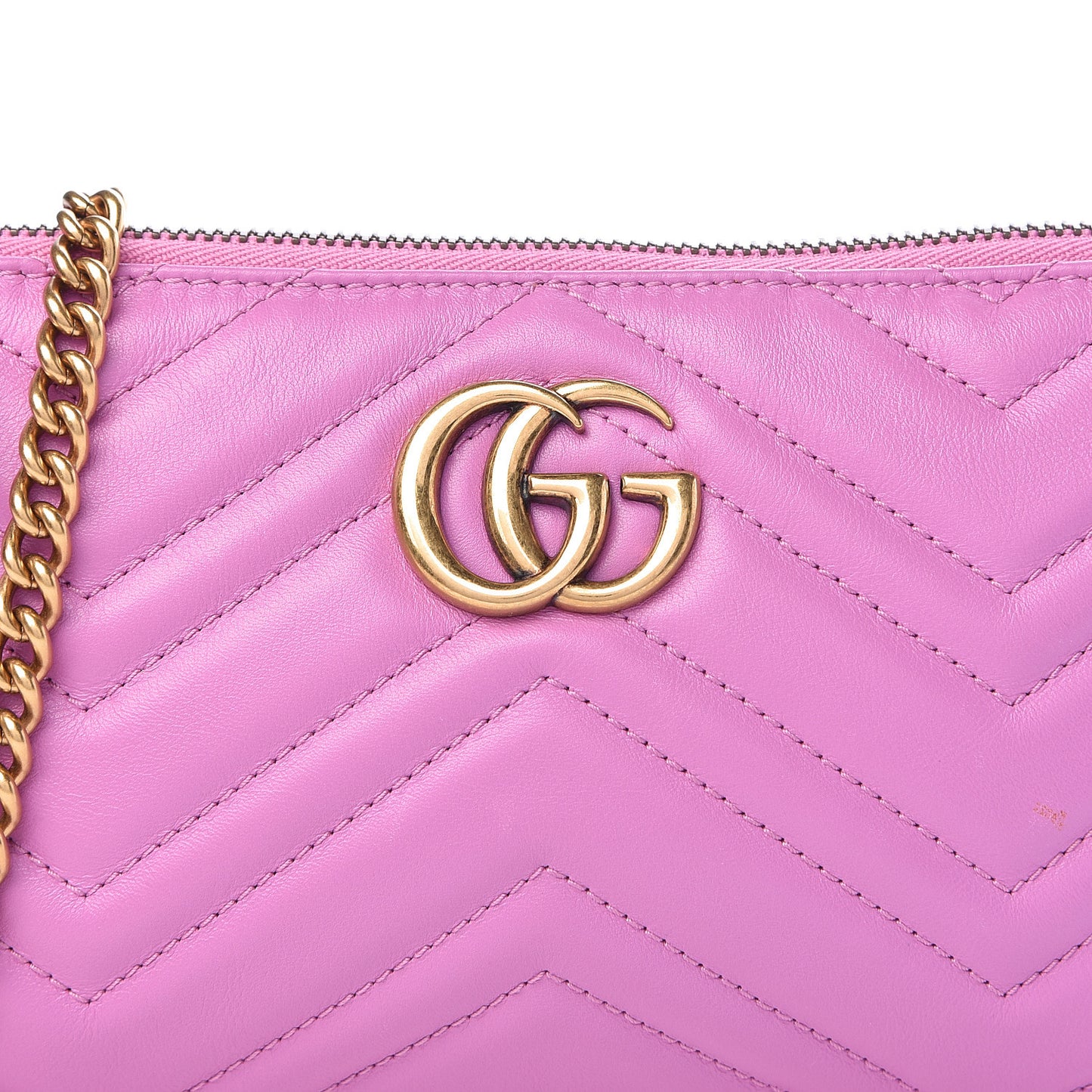 Calfskin Matelasse Mini GG Marmont Chain Bag Candy Mousse