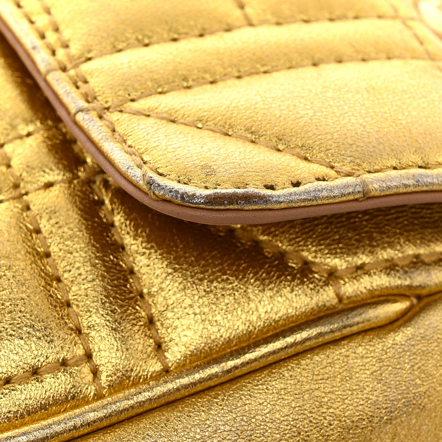 Gucci Metallic Calfskin Matelasse Studded Mini Pearly GG Marmont Shoulder Bag Gold 11 of 15