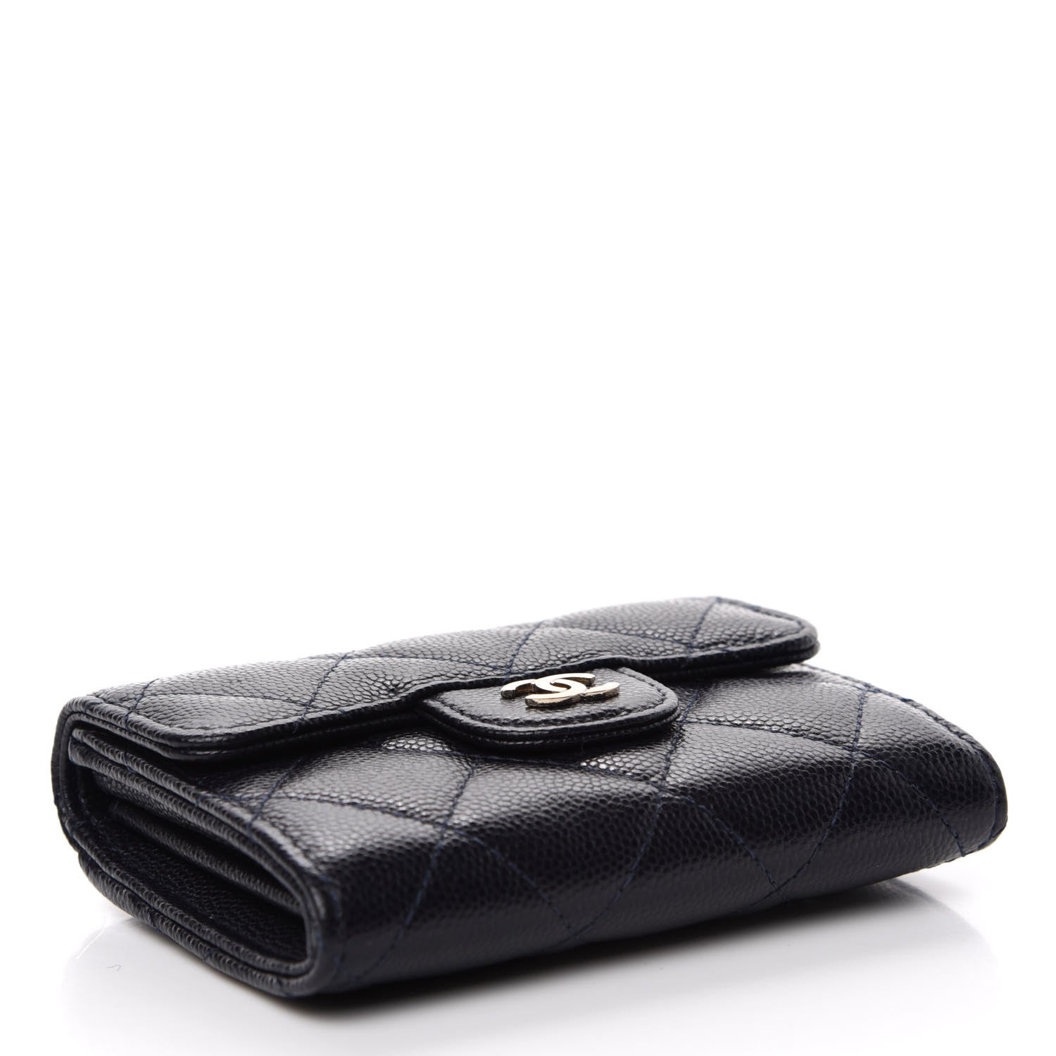 Chanel Caviar Quilted Flap Card Holder Wallet Navy Blue 4 of 9