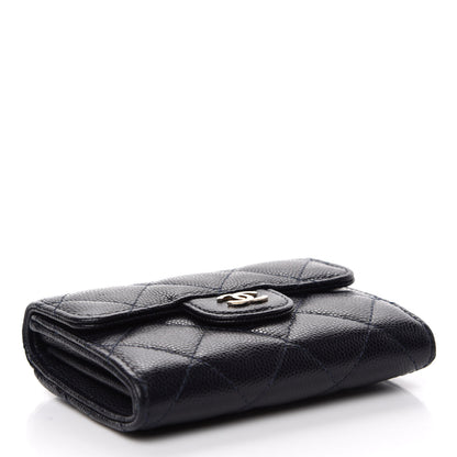 Chanel Caviar Quilted Flap Card Holder Wallet Navy Blue 4 of 9