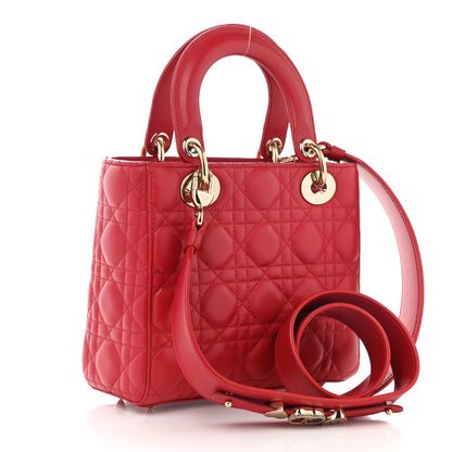 Christian Dior Lambskin Cannage Small My Lady Dior Red 3 of 12