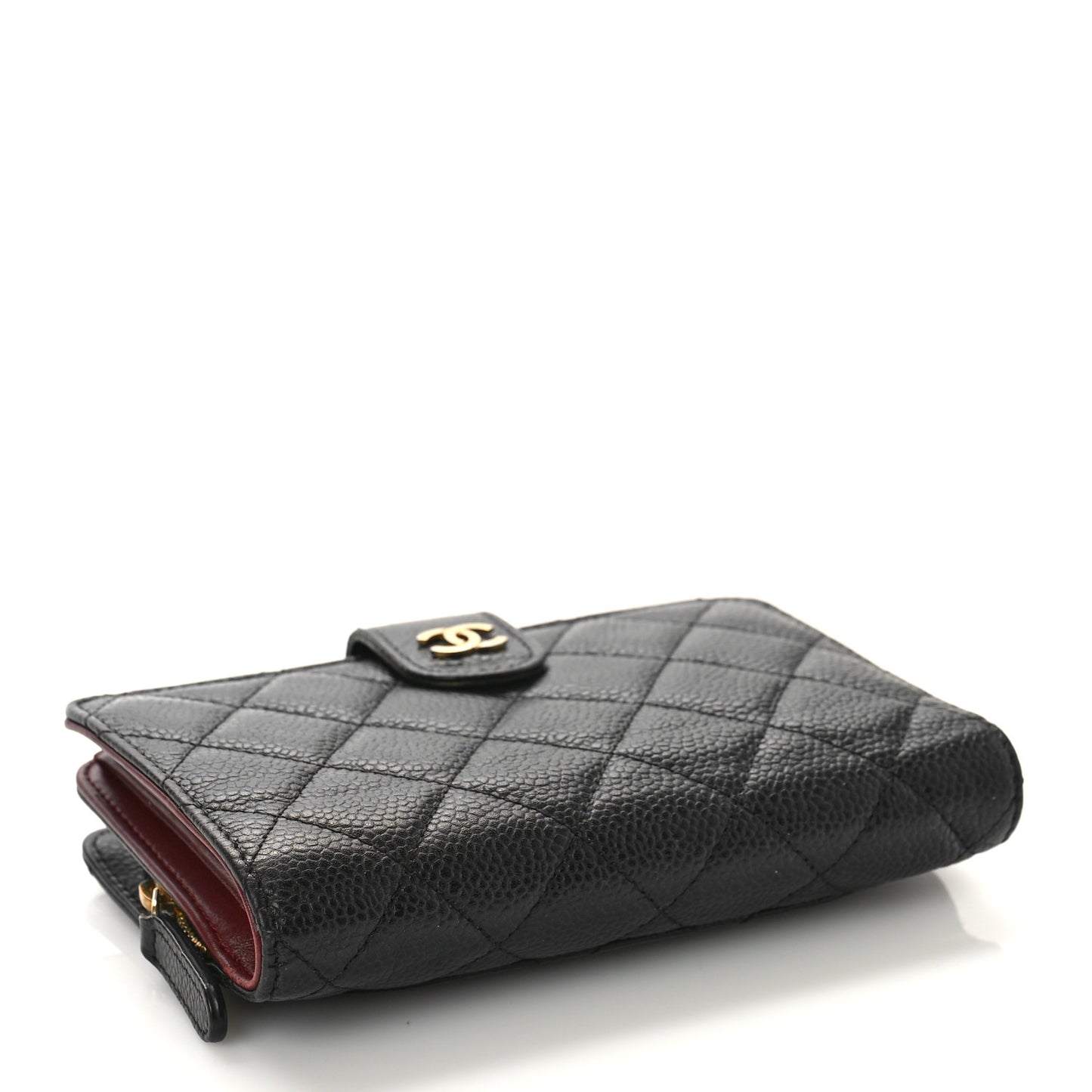 Caviar Quilted Zipped Pocket Wallet Black