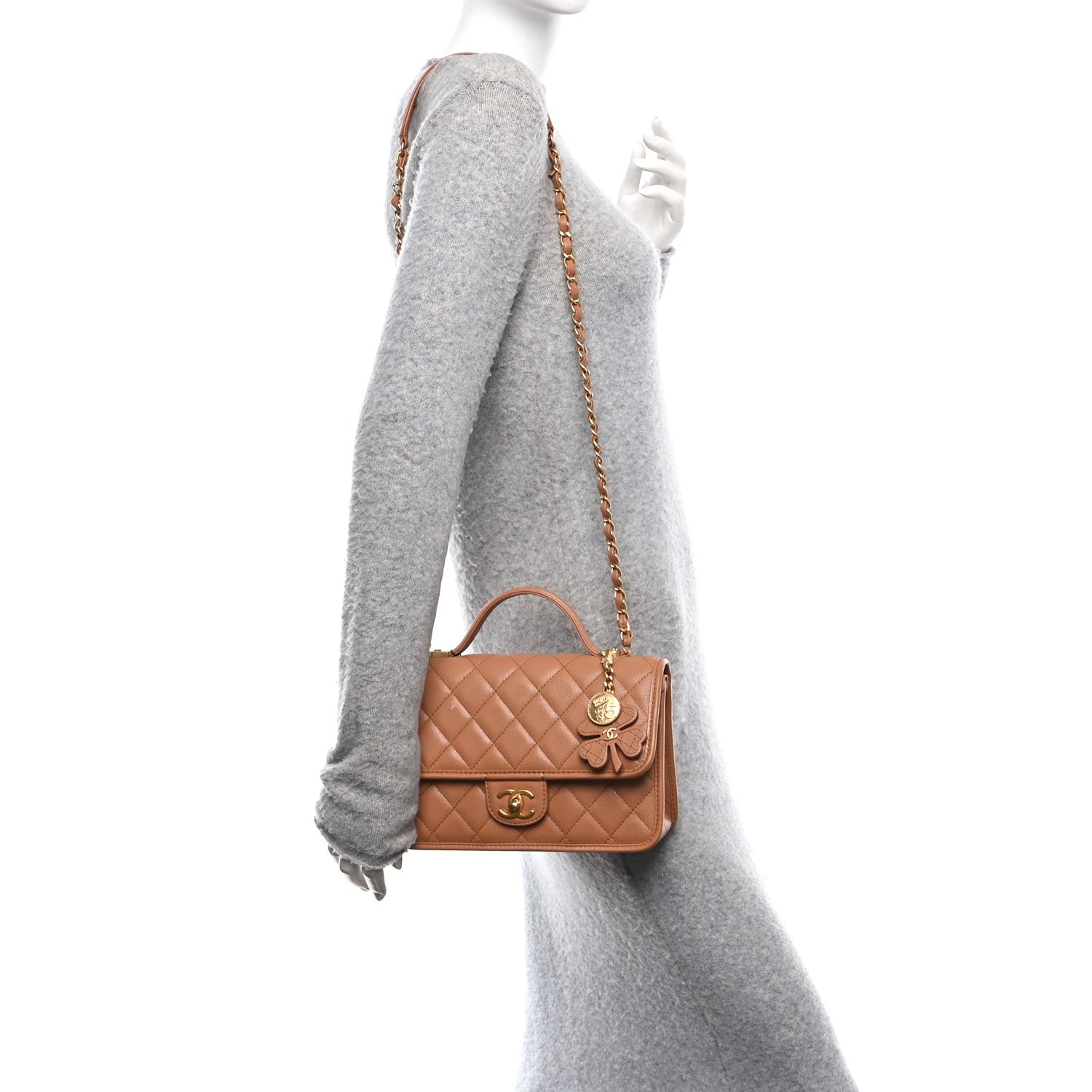 Chanel Caviar Quilted School Memory Top Handle Flap Brown 2 of 10