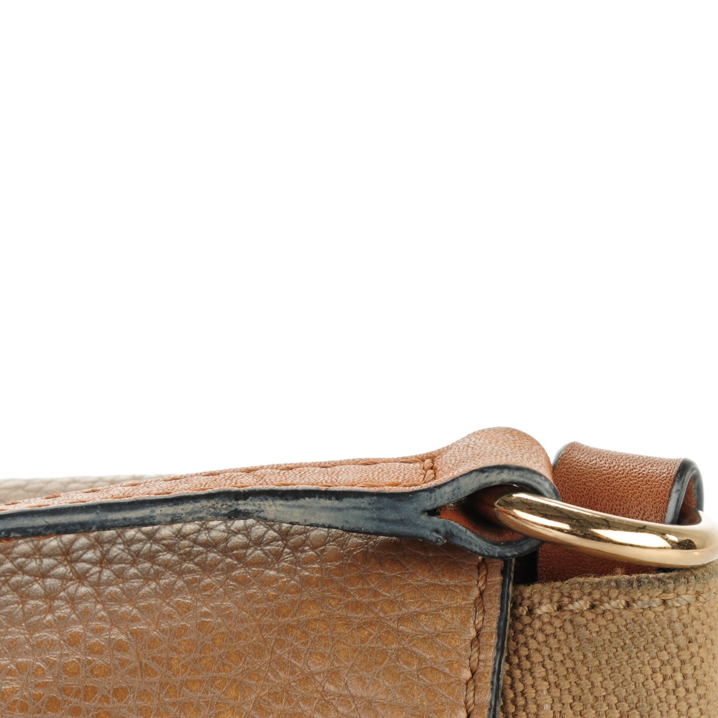 Mega Check Grainy Calfskin Small Gowan Messenger Bag Saddle Brown