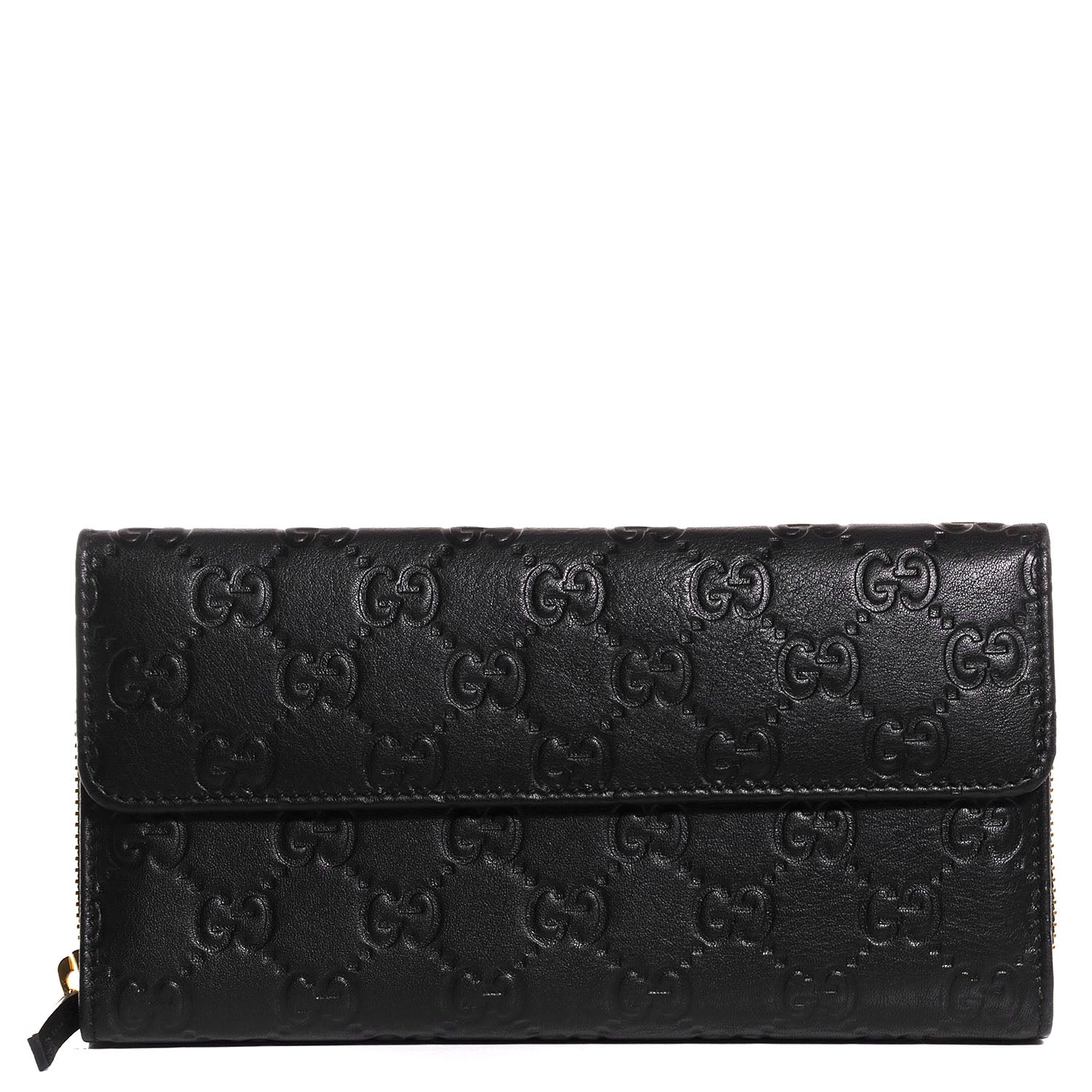 Gucci Guccissima Continental Zip Wallet Black 1 of 8