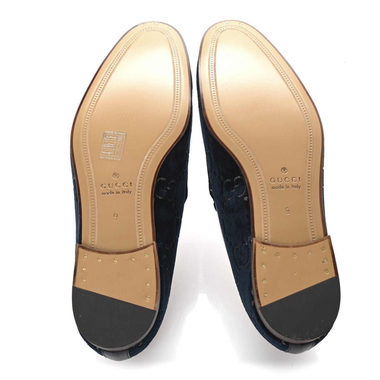 Velvet GG Monogram Horsebit Mens Jordaan Loafers 9 Blue Beige