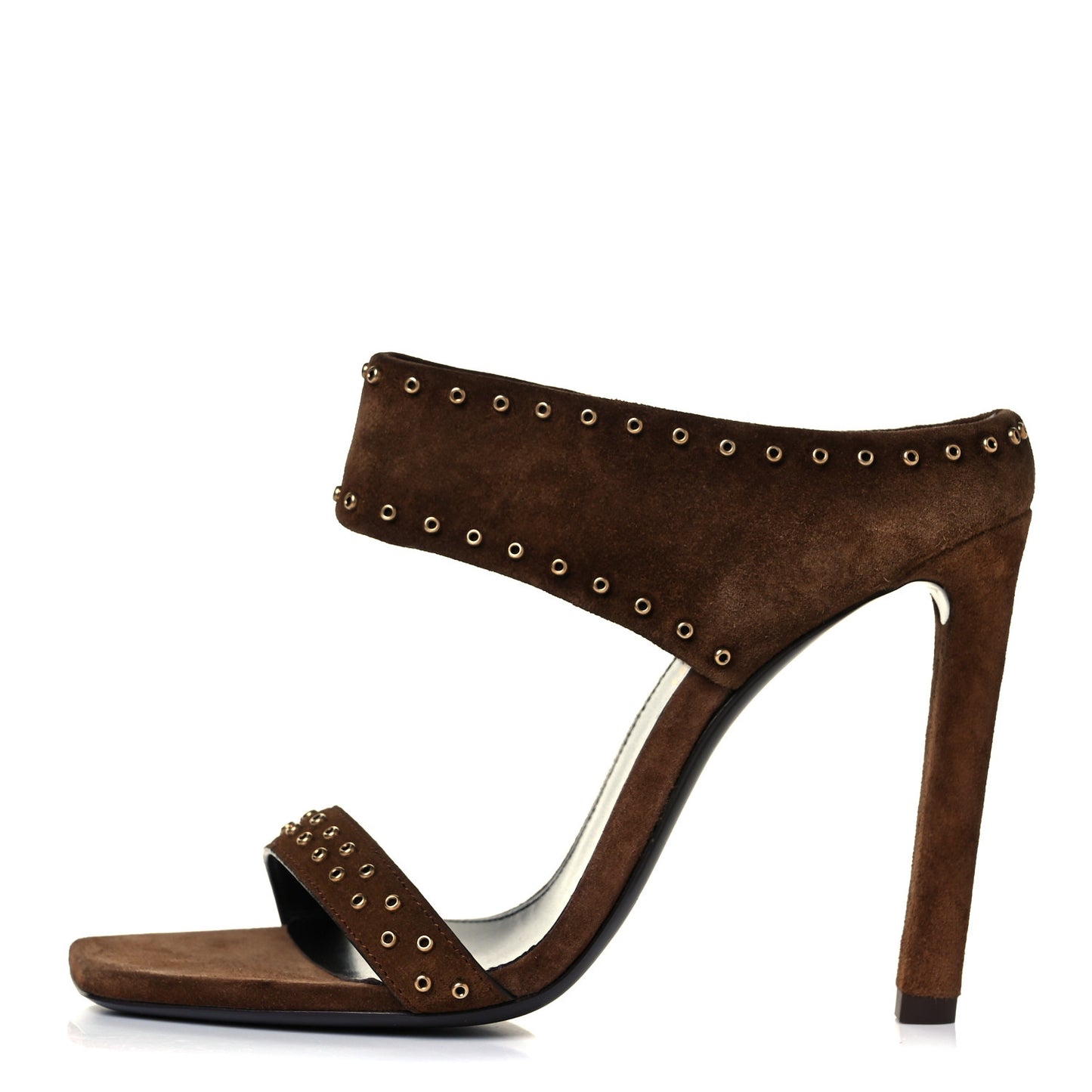 Suede Mica Stud Mule Sandals 35 Brown