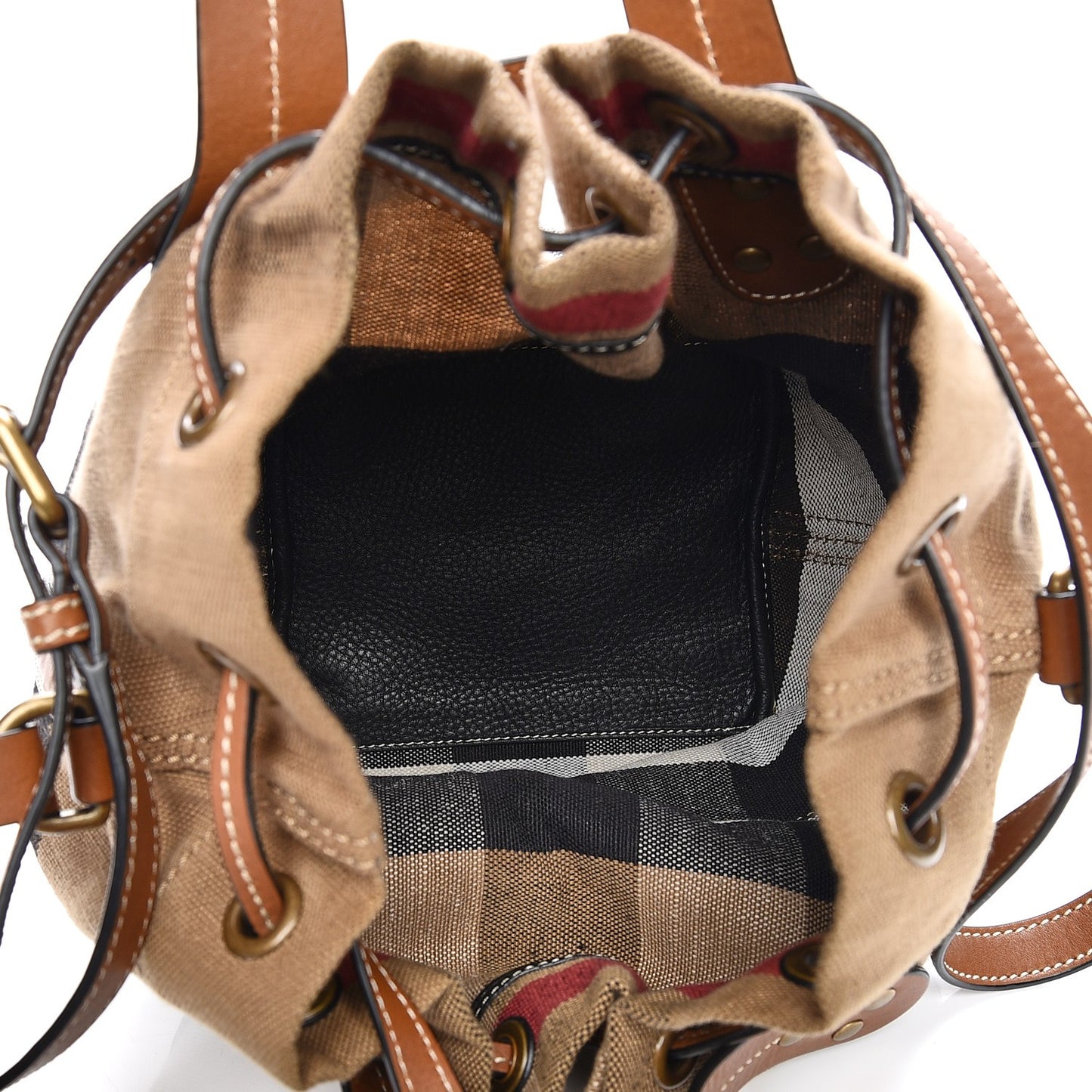 Canvas Mega Check Small Bucket Tan