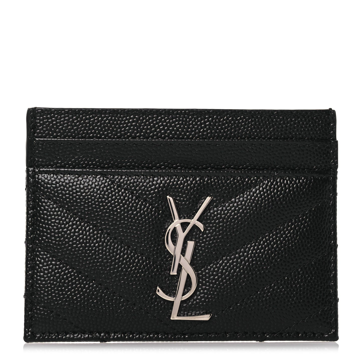 Grain De Poudre Matelasse Chevron Monogram Credit Card Case Black