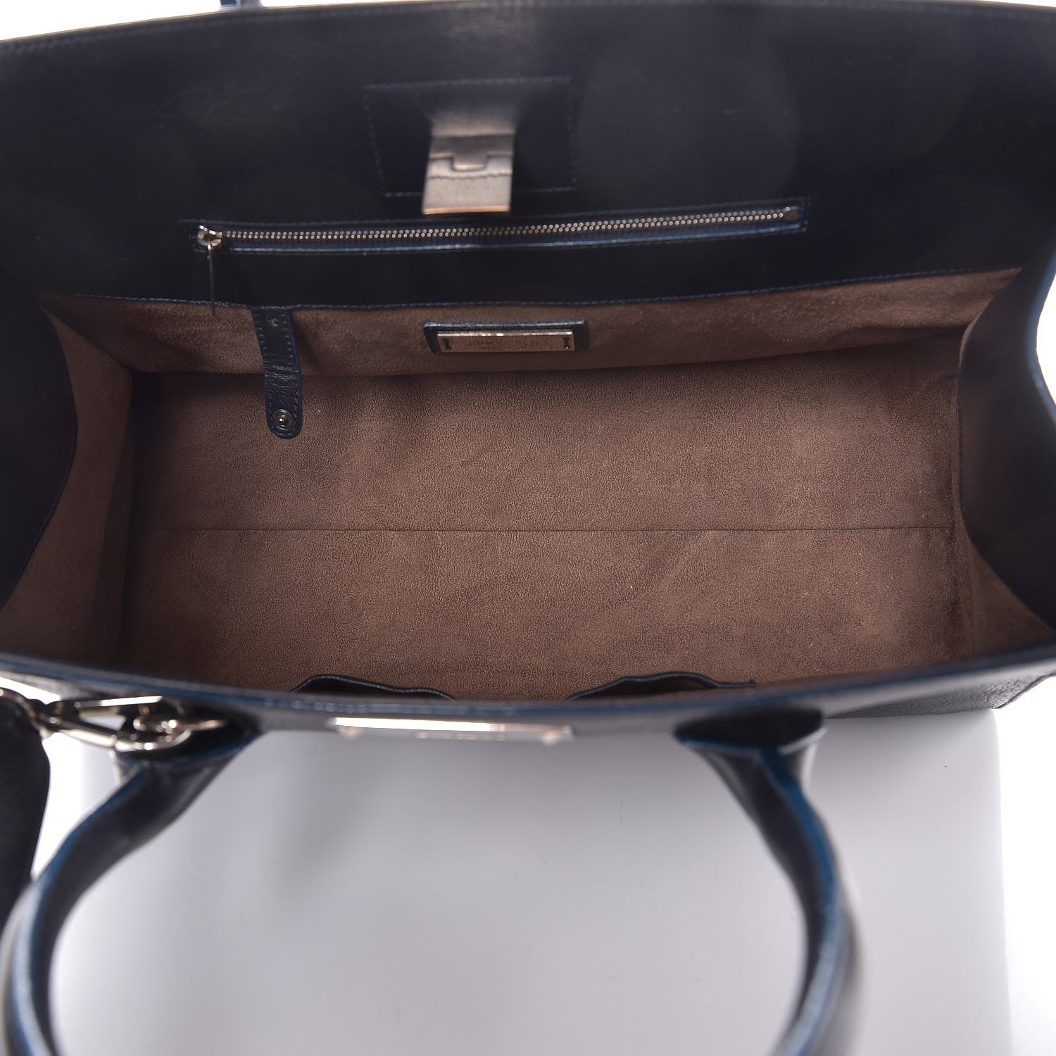 Jimmy Choo Metallic Grainy Goatskin Riley Tote Navy 5 of 12
