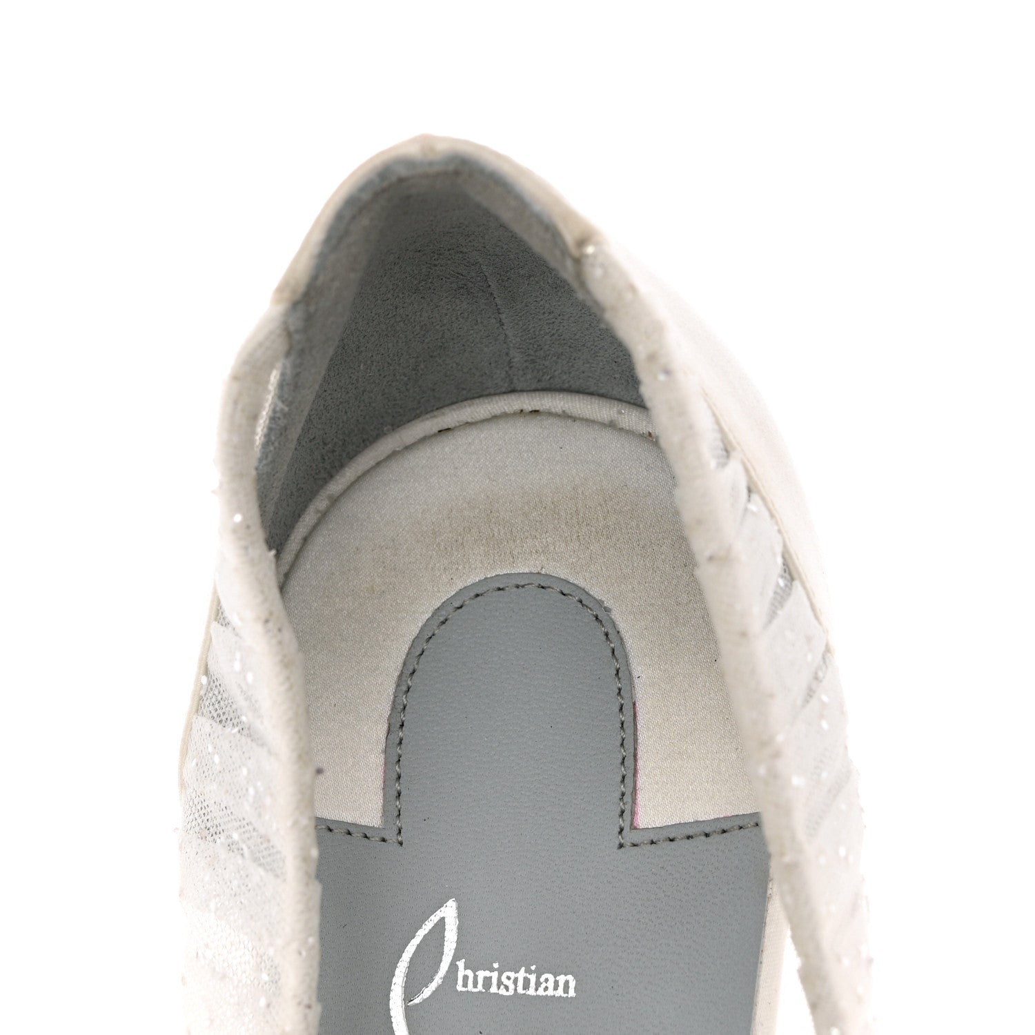 Christian Louboutin Tulle Glitter Satin Kate Draperia 85 Pumps 38.5 White 8 of 11