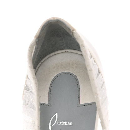 Christian Louboutin Tulle Glitter Satin Kate Draperia 85 Pumps 38.5 White 8 of 11