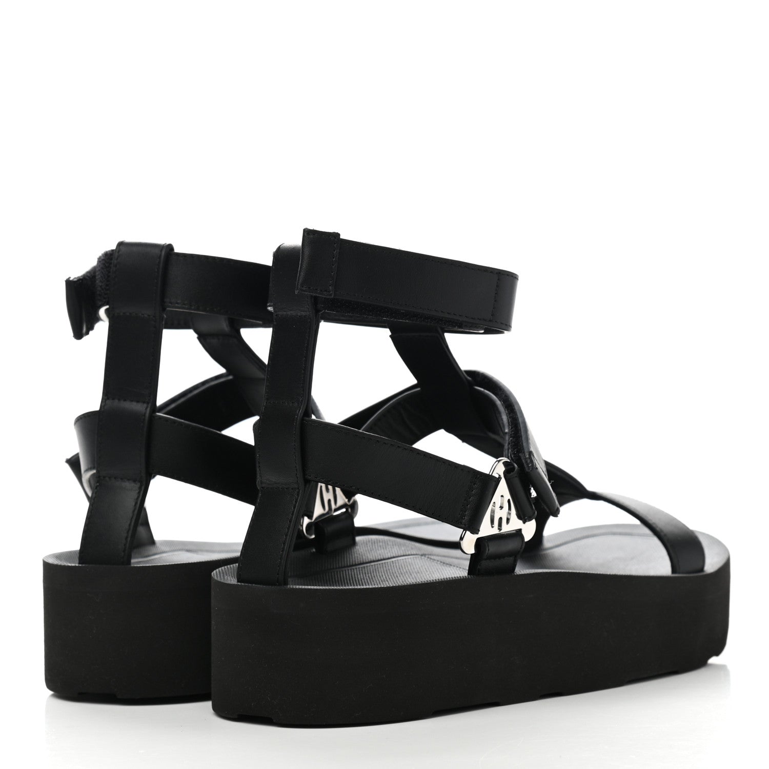 Hermes Calfskin Womens Enid Sandals 37 Black 4 of 9