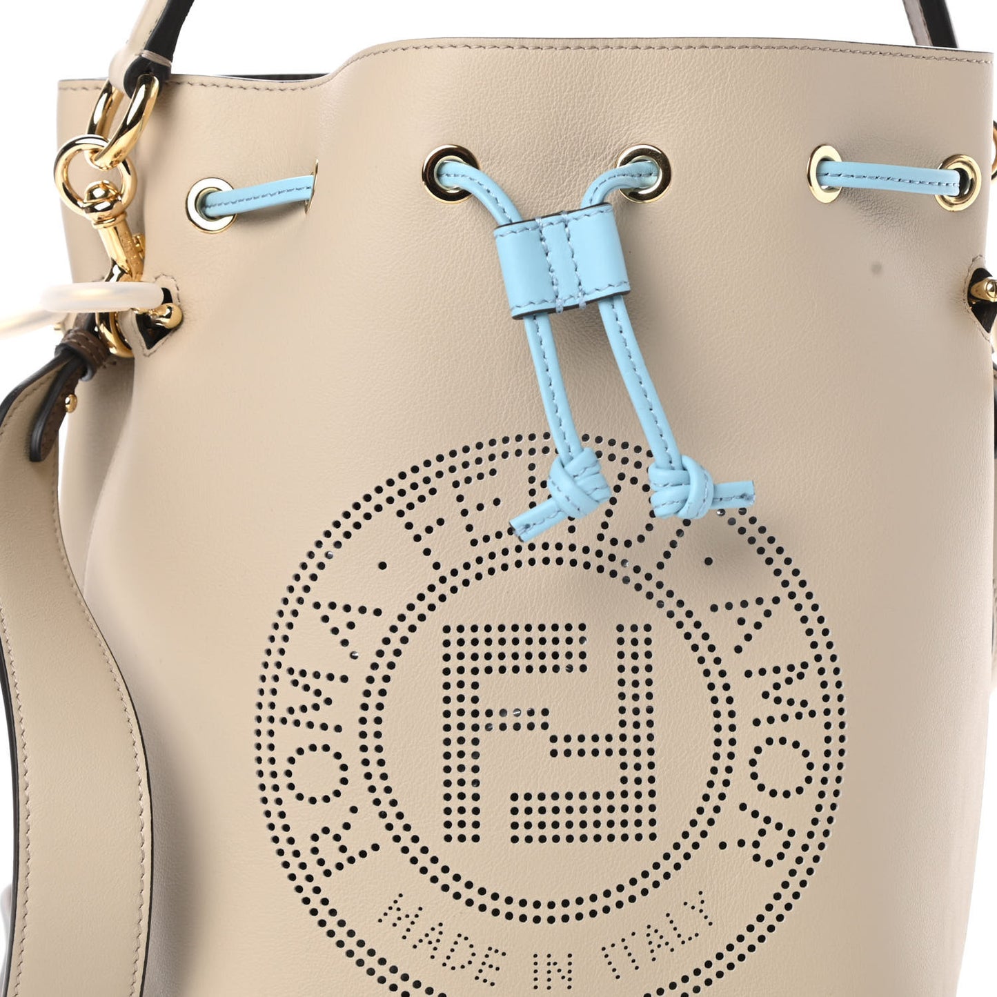 Vitello Grace F is Fendi Stamp Patch Perforated Small Mon Tresor Bucket Bag Nuvola
