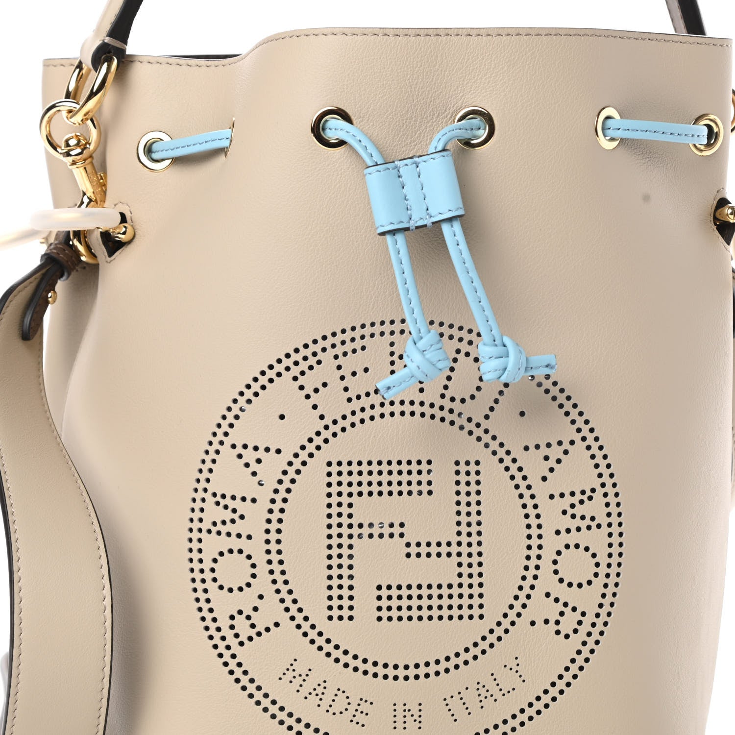 Fendi Vitello Grace F is Fendi Stamp Patch Perforated Small Mon Tresor Bucket Bag Nuvola 8 of 11