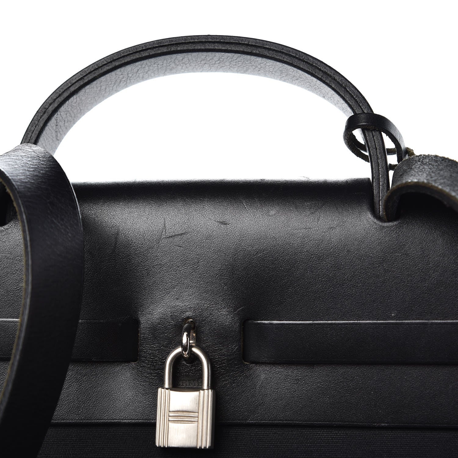 Hermes Toile Vache Calfskin Herbag 40 GM Black 10 of 14