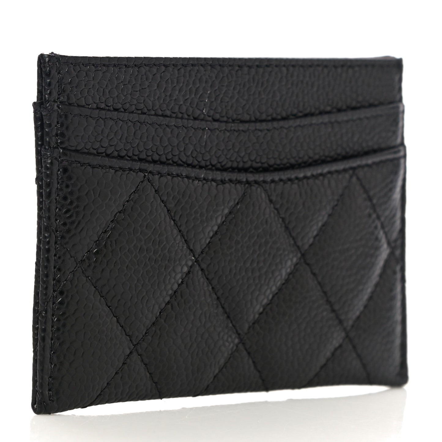 Caviar Quilted Card Holder Black