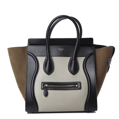 Celine Baby Grained Calfskin Suede Mini Tri-Color Luggage Stone 1 of 11