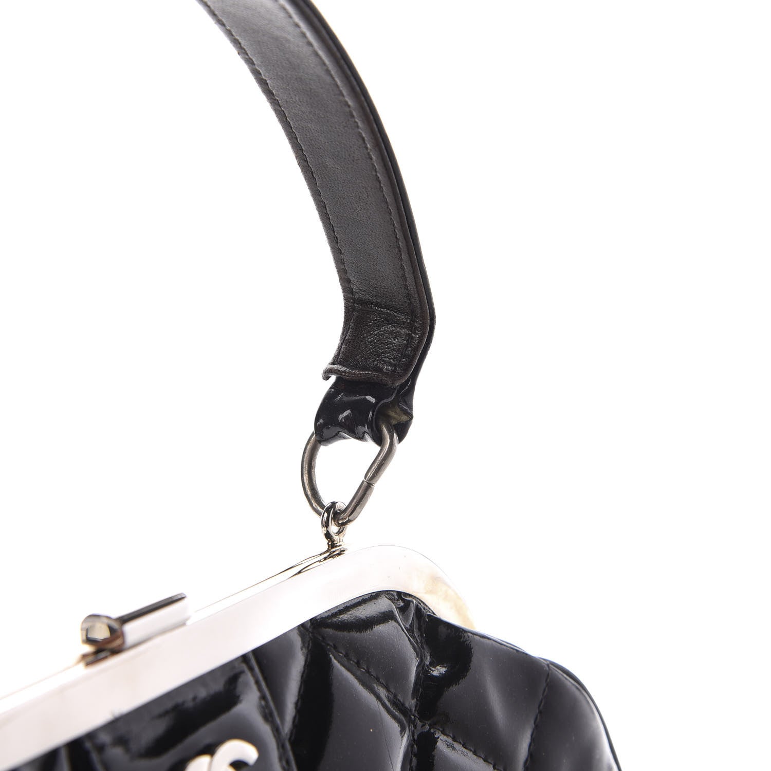 Chanel Patent Quilted Kisslock Frame Bag Black 14 of 17