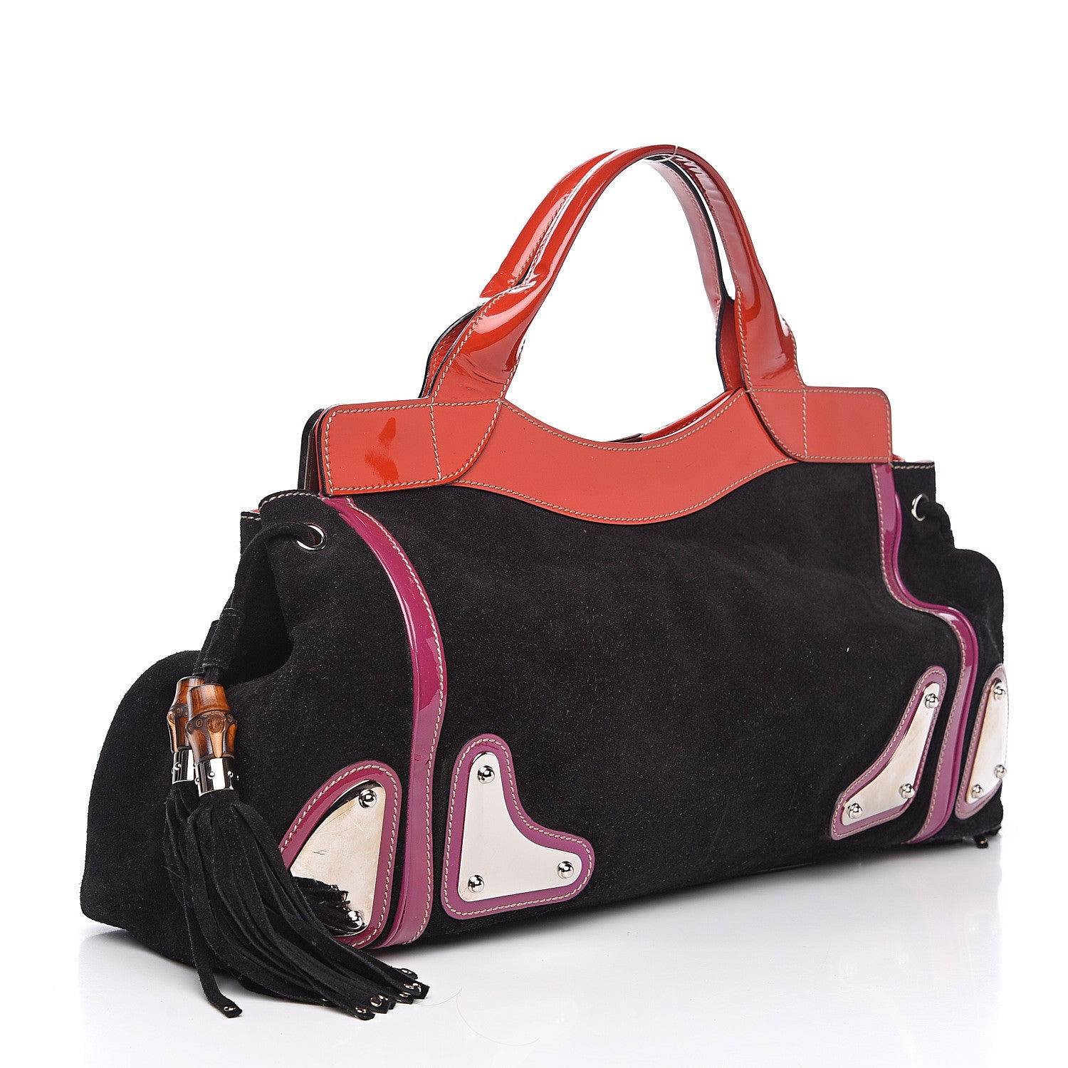 Gucci Suede Race Medium Top Handle Tote Black 2 of 11