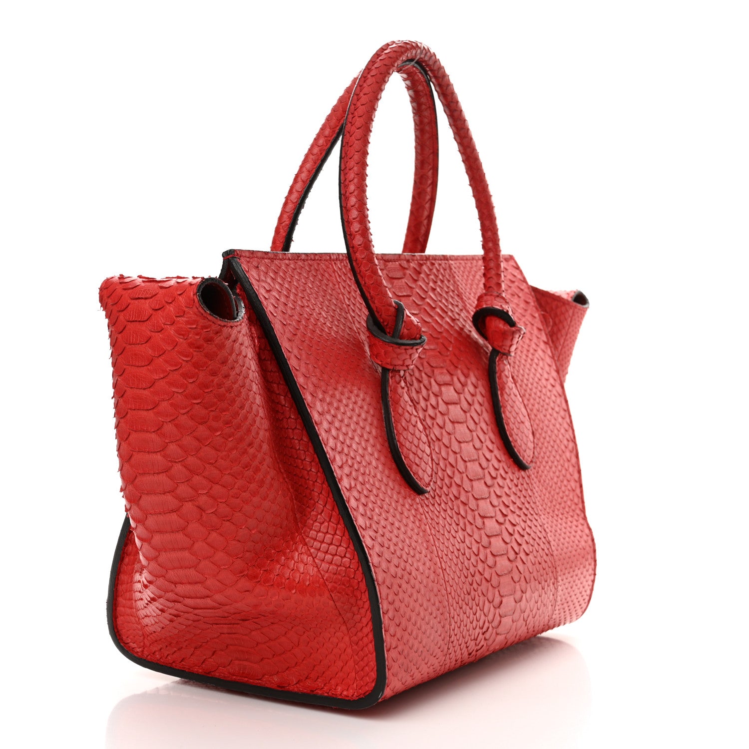 Celine Snakeskin Small Tie Knot Tote Red 3 of 17