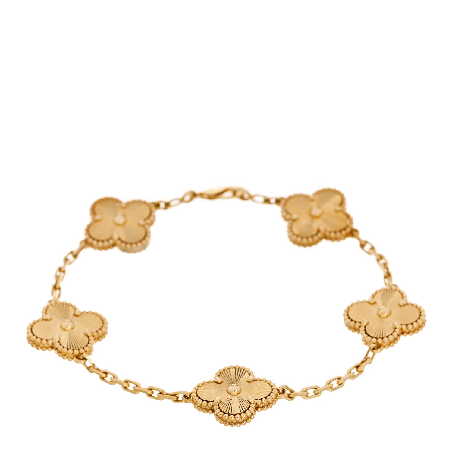 Van Cleef & Arpels 18K Yellow Gold 5 Motifs Guilloche Vintage Alhambra Bracelet 1 of 5
