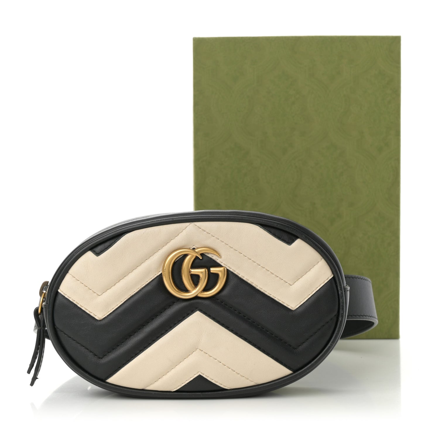 Calfskin Matelasse GG Marmont Belt Bag 85 34 Black White