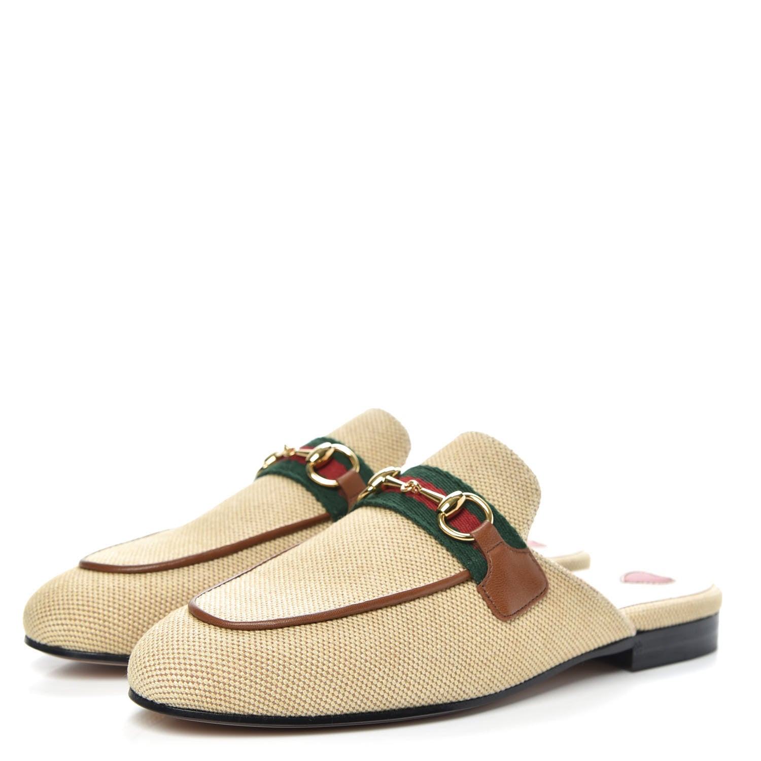 Gucci Canvas Vintage Charlotte Web Princetown Slippers 36 Sand Cuir 3 of 9