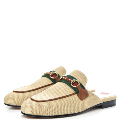 Gucci Canvas Vintage Charlotte Web Princetown Slippers 36 Sand Cuir 3 of 9