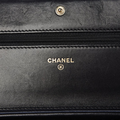 Chanel Lambskin Quilted Boy Wallet On Chain WOC Black 6 of 14