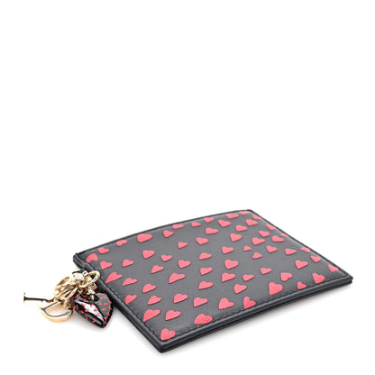 Christian Dior Calfskin Pop Heart Lady Dior Card Holder Black Red 4 of 7