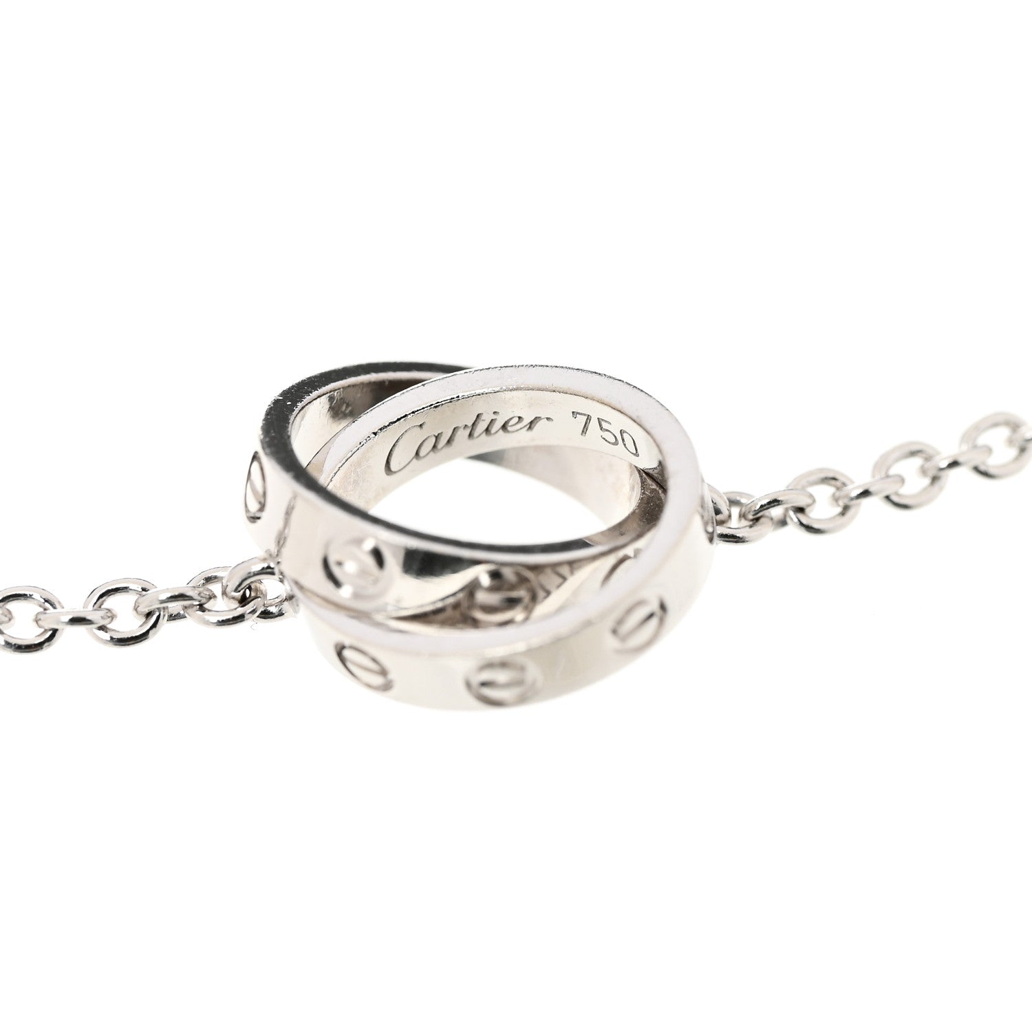 Cartier 18K White Gold Interlocking LOVE Necklace 5 of 6