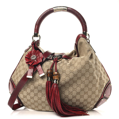 Gucci Monogram Snakeskin Large Unicef Indy Top Handle Hobo Red 1 of 10