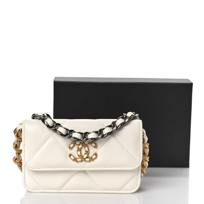 Chanel Lambskin Quilted Chanel 19 Clutch With Chain White 10 of 10