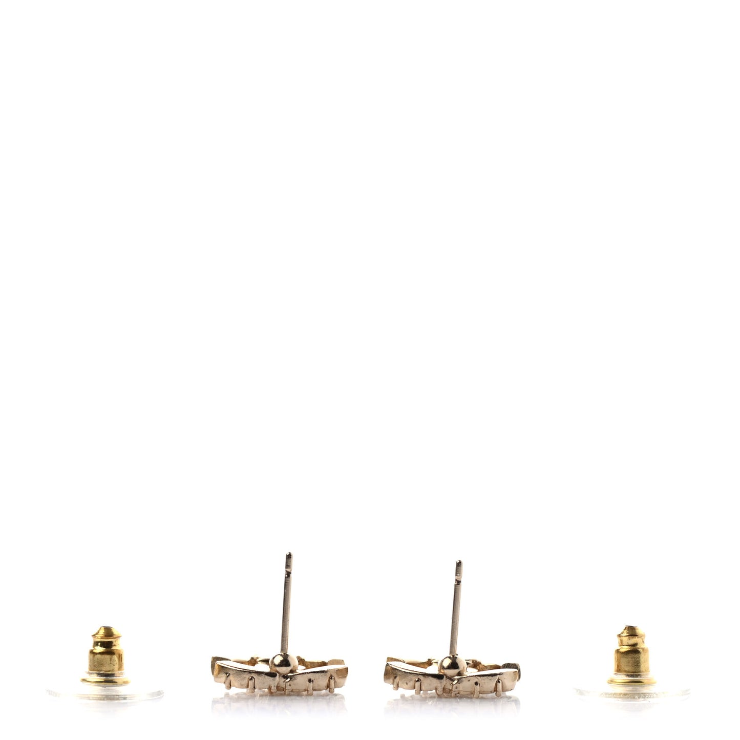 Crystal Studded CC Earrings Gold
