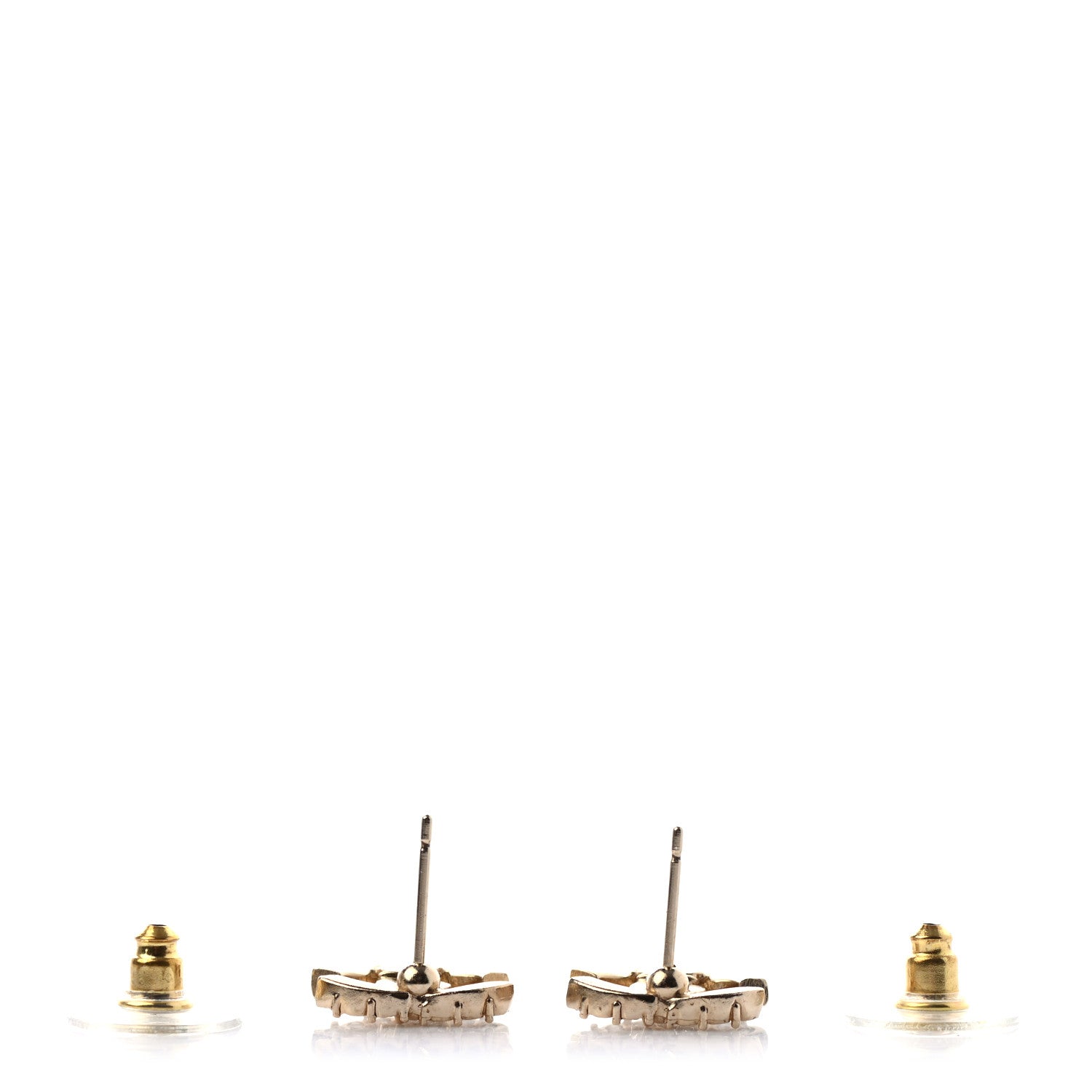 Chanel Crystal Studded CC Earrings Gold 3 of 4