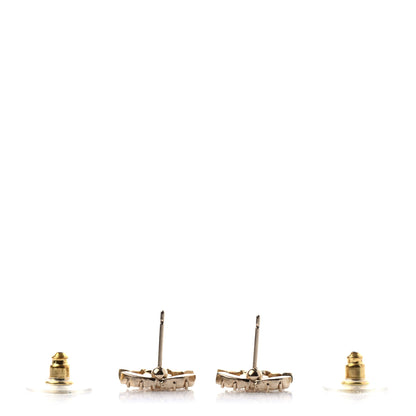 Chanel Crystal Studded CC Earrings Gold 3 of 4