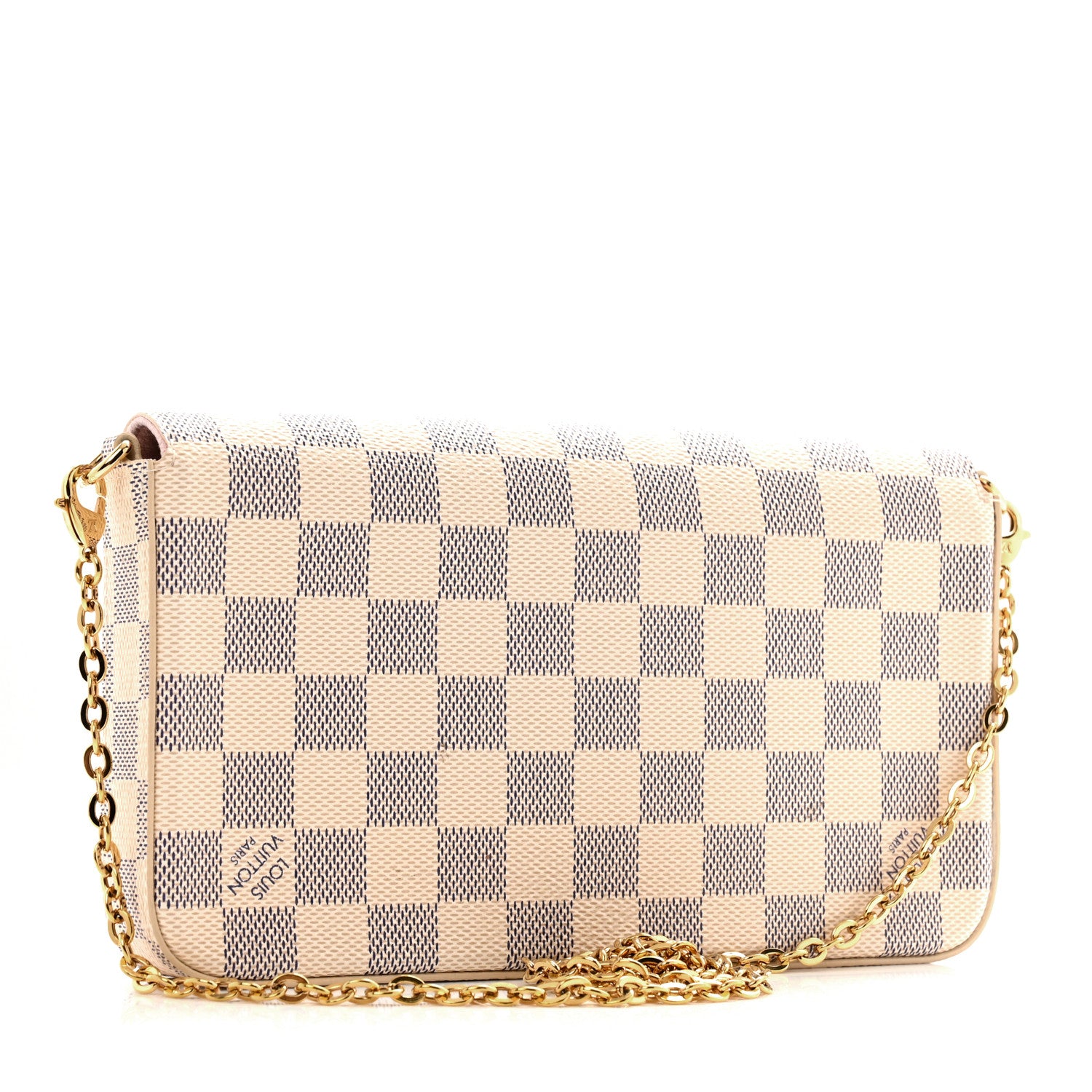 Louis Vuitton Damier Azur Pochette Felicie Chain Wallet Rose Ballerine 4 of 10