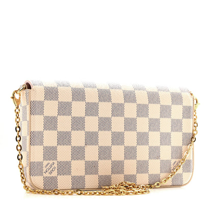 Louis Vuitton Damier Azur Pochette Felicie Chain Wallet Rose Ballerine 4 of 10
