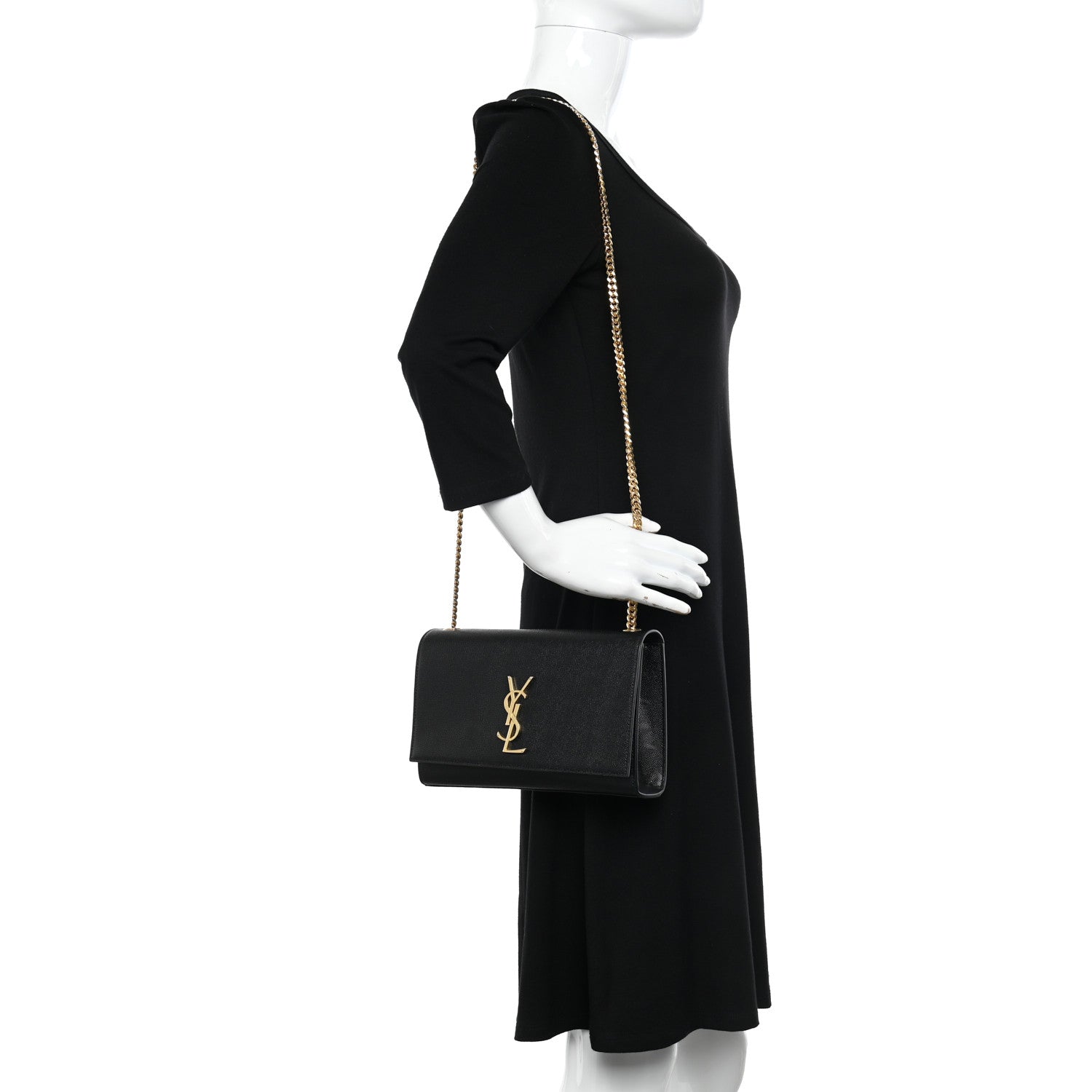 Saint Laurent SAINT LAURENT Grain De Poudre Medium Classic Monogram Kate Satchel Black 2 of 9