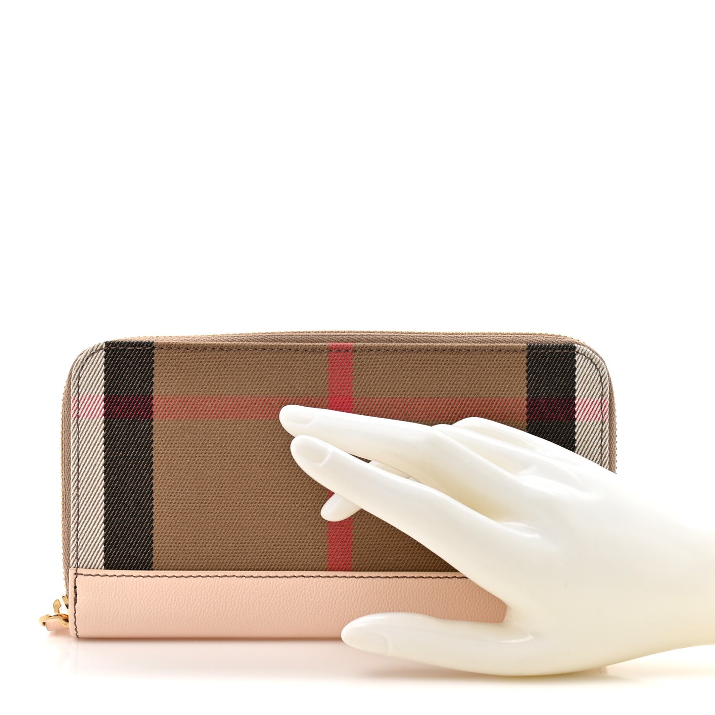 House Check Large Ziggy Zip Around Wallet Pale Cameo