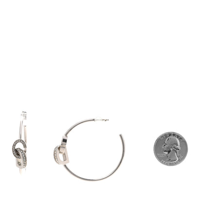 Christian Dior Metal Crystal CD Lock Hoop Earrings Silver 2 of 4