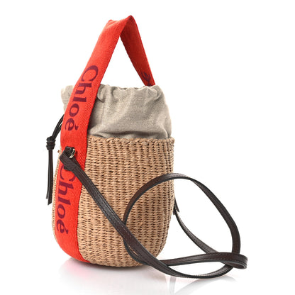 Chloe X MIFUKO Raffia Calfskin Small Woody Basket Shoulder Orange Beige 3 of 11
