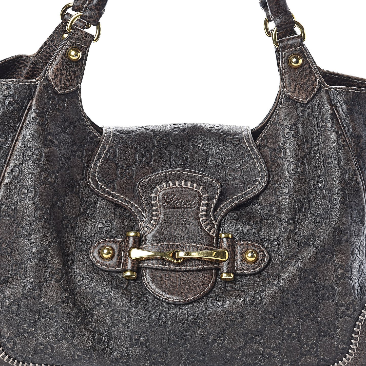 Guccissima Large New Pelham Shoulder Bag Dark Brown