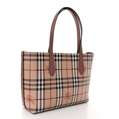 Burberry Grainy Calfskin Haymarket Check Medium Reversible Tote Dusty Pink 4 of 16